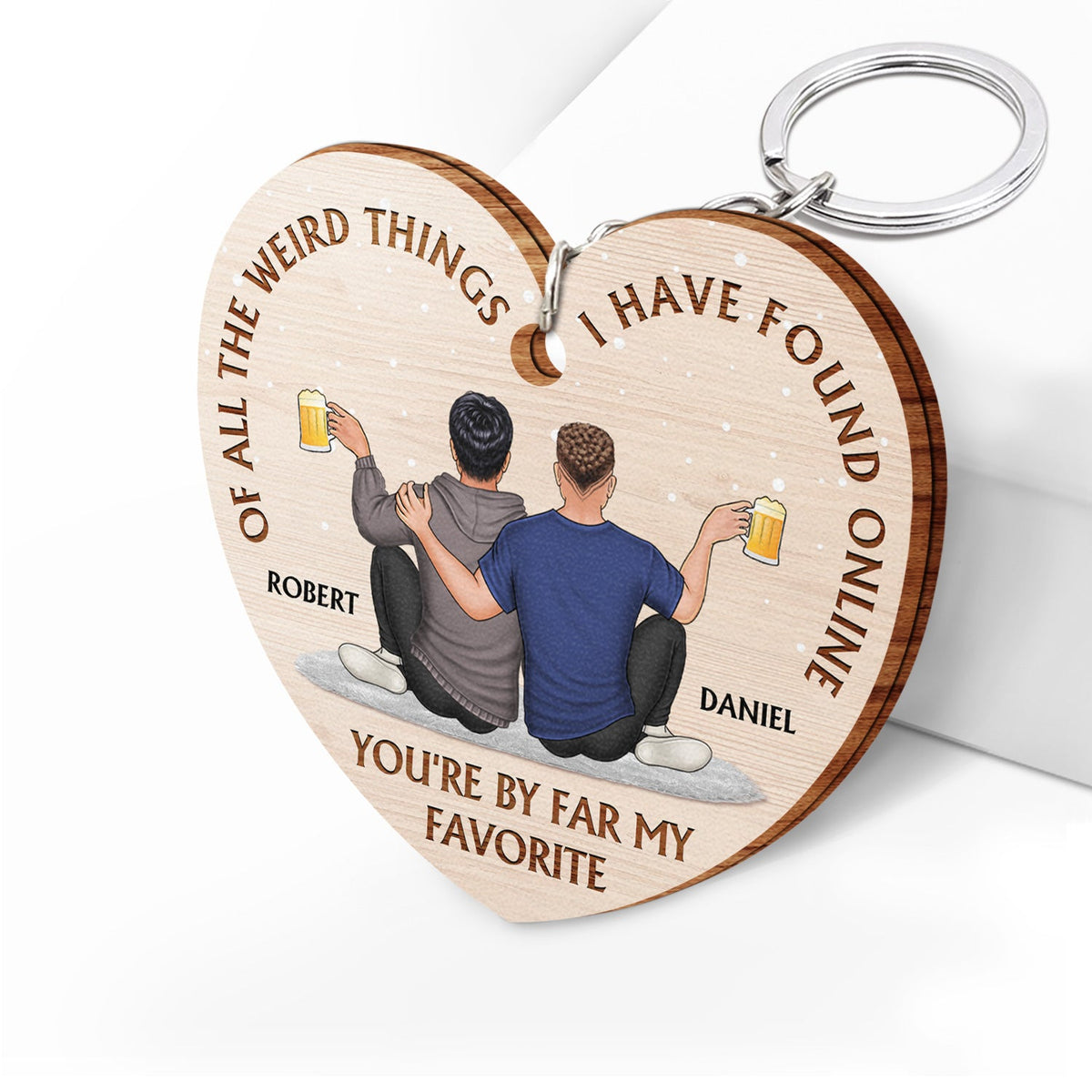 De toutes les choses étranges - Cadeau pour couple, mari, femme - Porte-clés en bois personnalisé