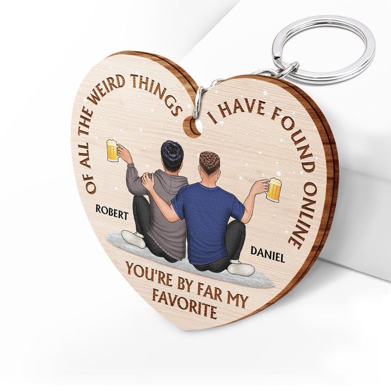 De toutes les choses étranges - Cadeau pour couple, mari, femme - Porte-clés en bois personnalisé