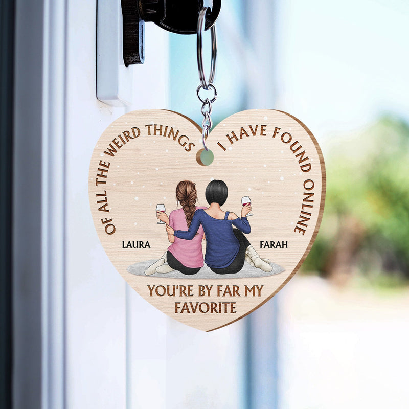 De toutes les choses étranges - Cadeau pour couple, mari, femme - Porte-clés en bois personnalisé