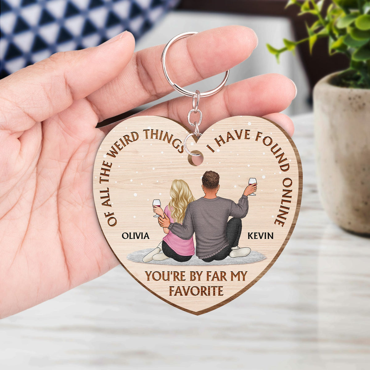 De toutes les choses étranges - Cadeau pour couple, mari, femme - Porte-clés en bois personnalisé