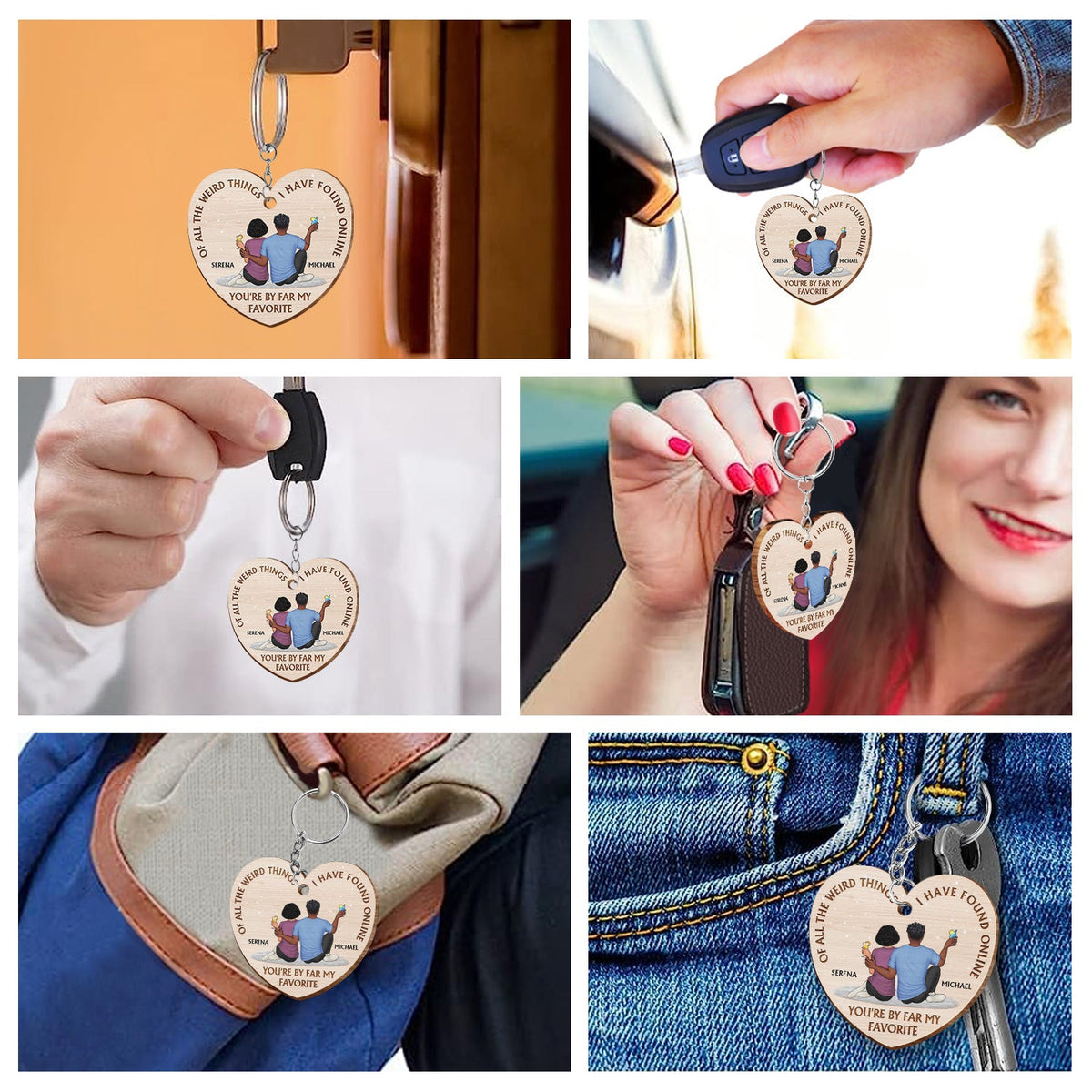 De toutes les choses étranges - Cadeau pour couple, mari, femme - Porte-clés en bois personnalisé