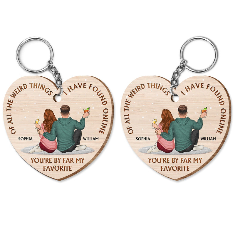 De toutes les choses étranges - Cadeau pour couple, mari, femme - Porte-clés en bois personnalisé