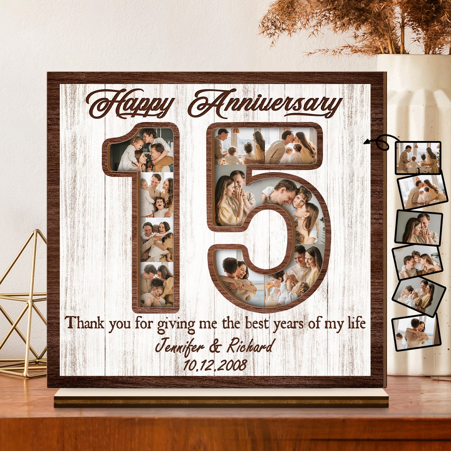Custom Photo Thank You For The Best Years Of My Life - Anniversary Gift For Spouse, Husband, Wife, Couple - Personalized Custom Shaped 2-Layered Wooden Plaque
