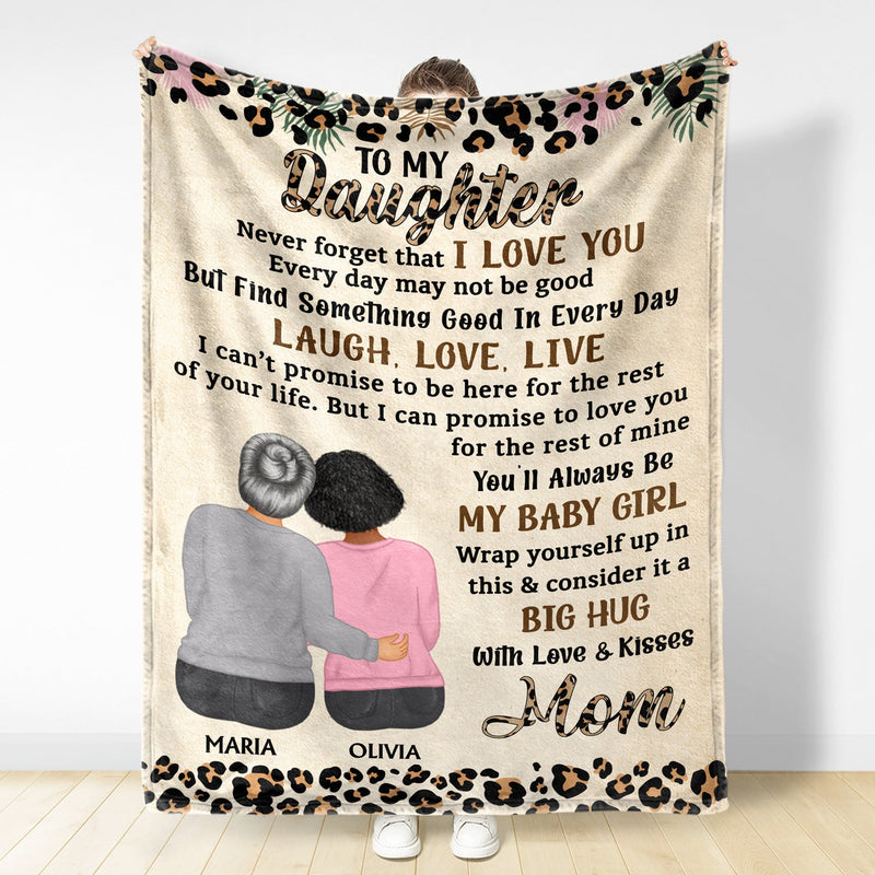 Never Forget That I Love You Mom Leopard Pattern - Gift For Daughters - Personalized Fleece Blanket, Sherpa Blanket