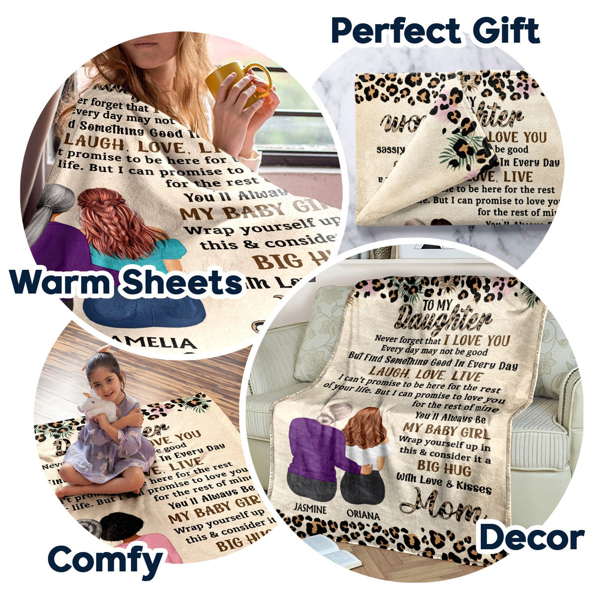 Never Forget That I Love You Mom Leopard Pattern - Gift For Daughters - Personalized Fleece Blanket, Sherpa Blanket