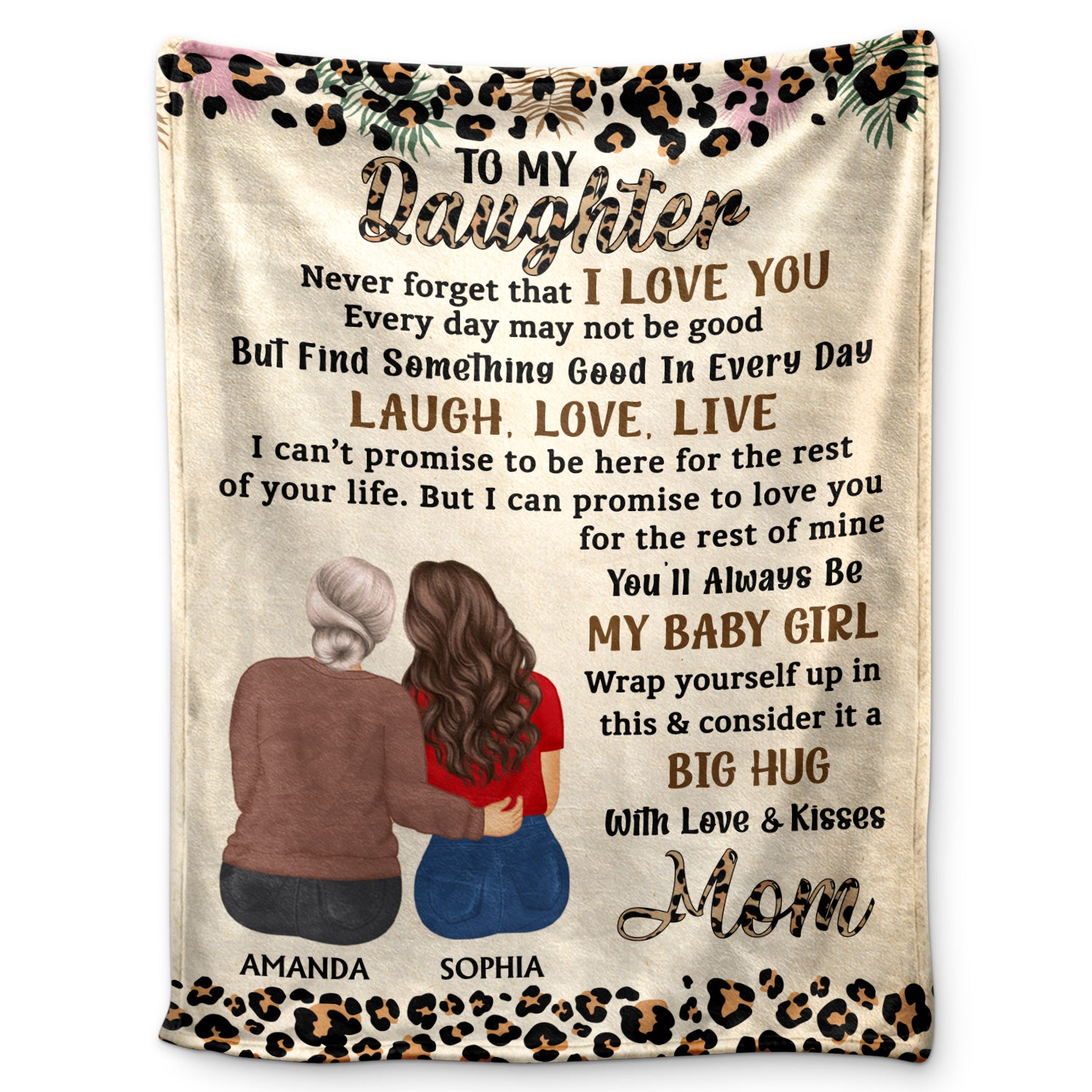 Never Forget That I Love You Mom Leopard Pattern - Gift For Daughters - Personalized Fleece Blanket, Sherpa Blanket