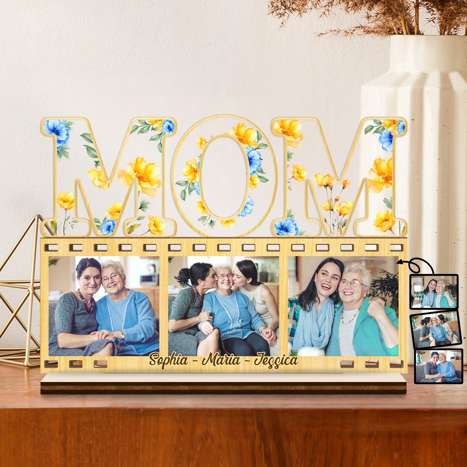 Custom Photo Mom Mum Mam - Loving Gift For Mother, Grandma, Nana - Personalized Custom Shaped 2-Layered Acrylic Wooden Plaque