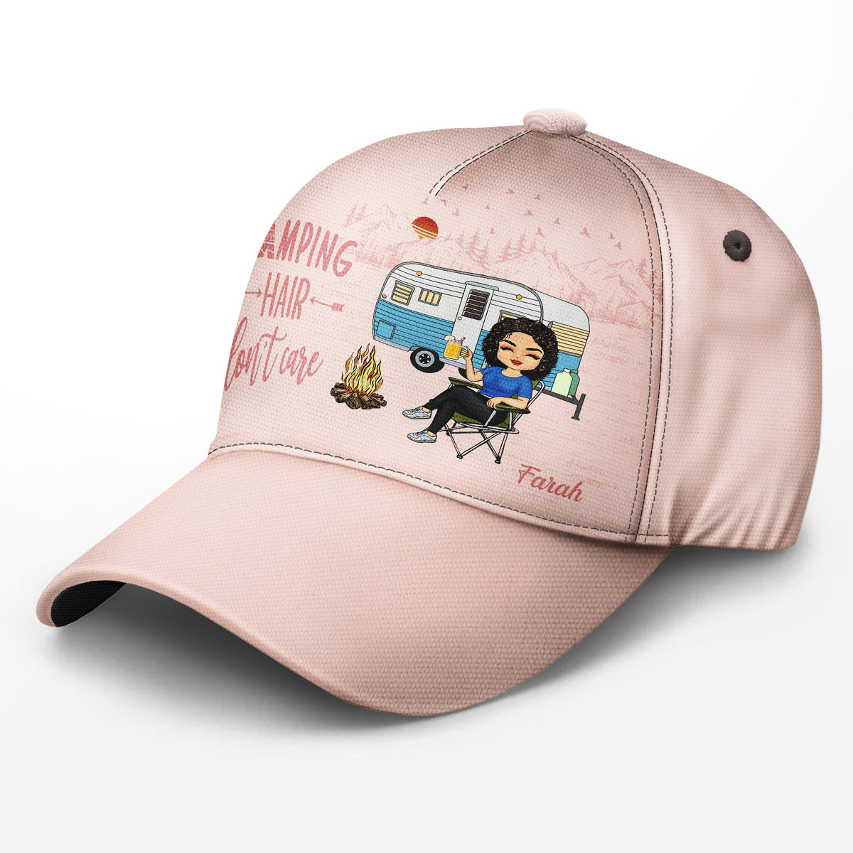 Camping Hair Don't Care - Gift for Camping Lovers, Campers, Women - Personalized Classic Cap Classic Cap / Without Box