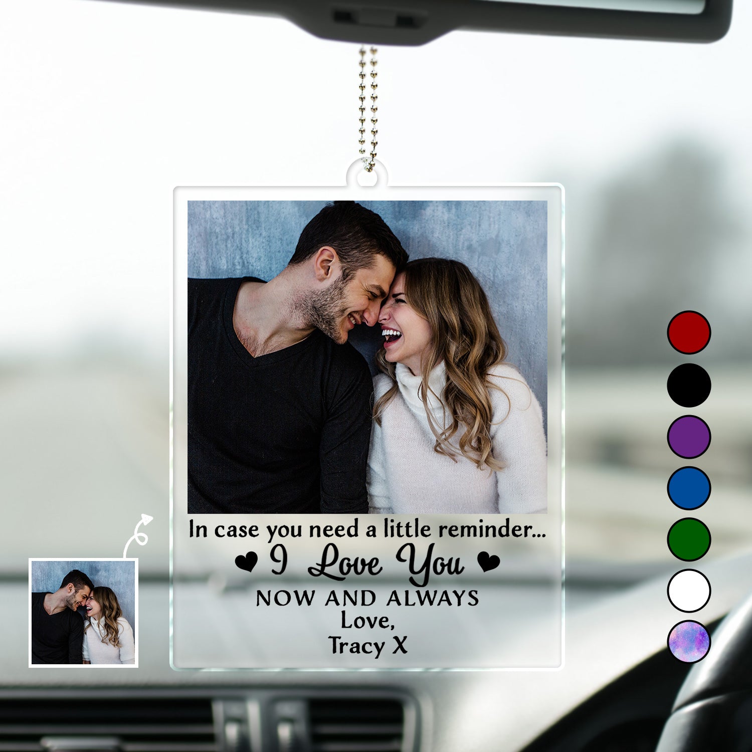 Custom Photo In Case You Need A Little Reminder - Gift For Couples, Husband, Wife - Personalized Acrylic Car Hanger