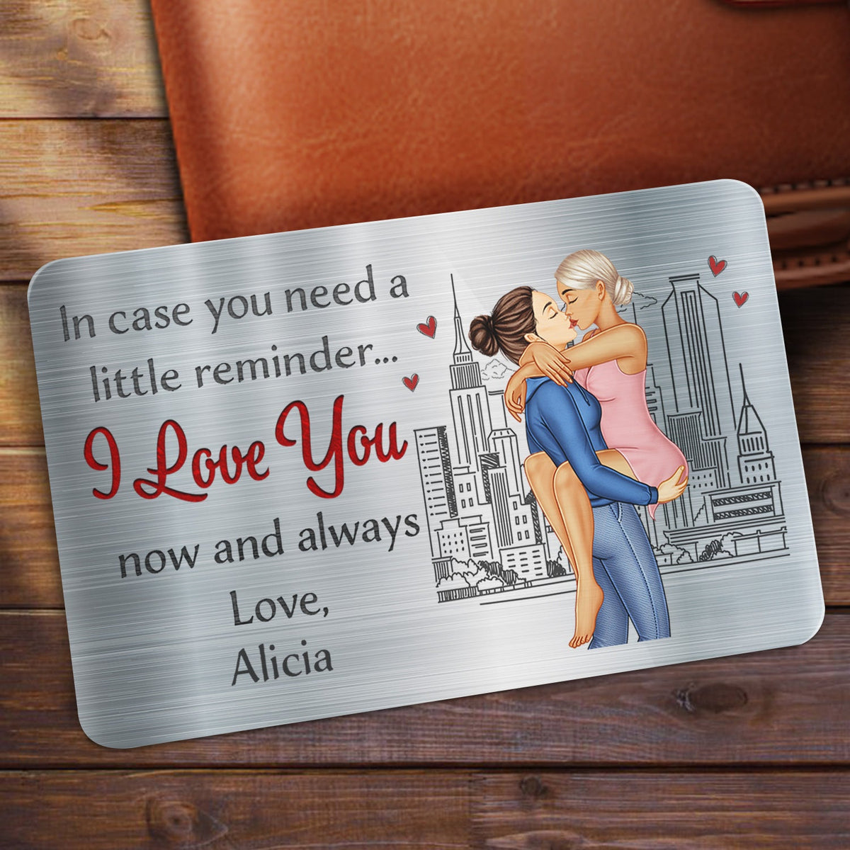 Custom Photo Metal Wallet Card - Personalized Aluminum Card For Husband, Wife, Couples, Anniversary, Gift With Photo & Message