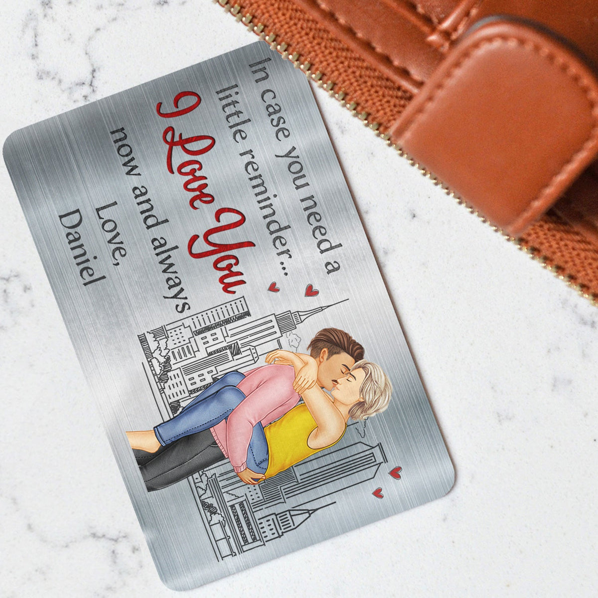 Au cas où vous auriez besoin d'un petit rappel - Cadeau pour couples, mari, femme - Carte portefeuille en aluminium personnalisée