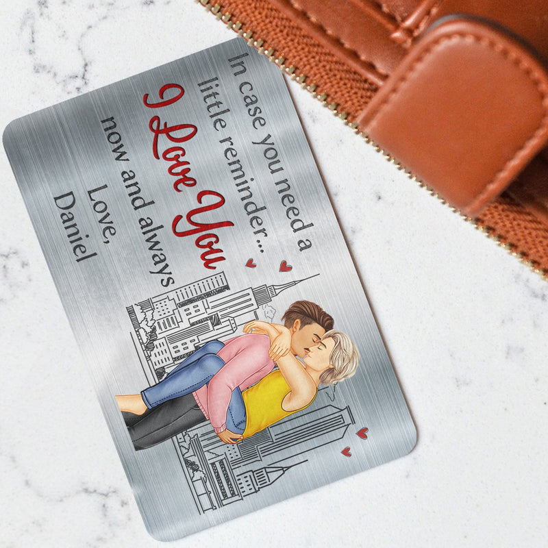 Au cas où vous auriez besoin d'un petit rappel - Cadeau pour couples, mari, femme - Carte portefeuille en aluminium personnalisée