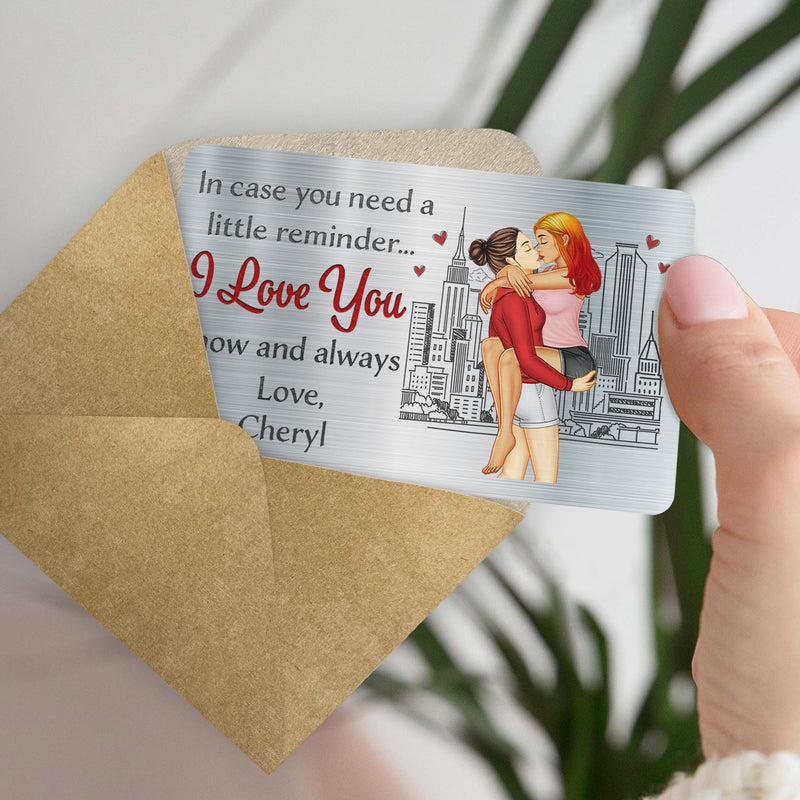 Au cas où vous auriez besoin d'un petit rappel - Cadeau pour couples, mari, femme - Carte portefeuille en aluminium personnalisée