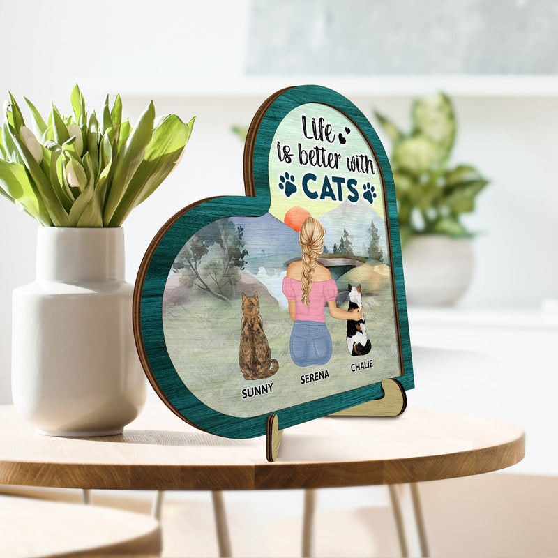 A Bond That Can't Be Broken - Gift For Cat Lovers, Cat Mom, Cat Dad - Personalized 2-Layered Wooden Plaque With Stand