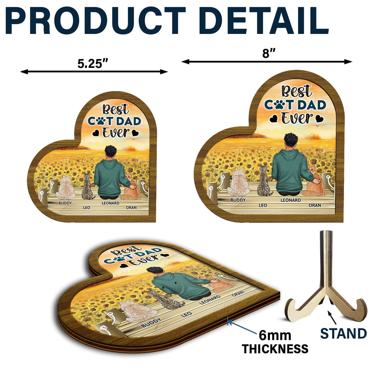 A Bond That Can't Be Broken - Gift For Cat Lovers, Cat Mom, Cat Dad - Personalized 2-Layered Wooden Plaque With Stand