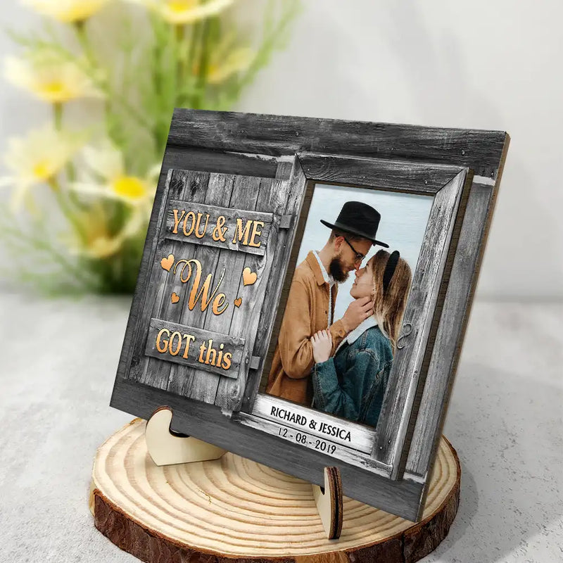 Custom Photo God Knew My Heart Needed You - Loving, Anniversary Gift For Couple, Spouse, Husband, Wife - Personalized 2-Layered Wooden Plaque With Stand