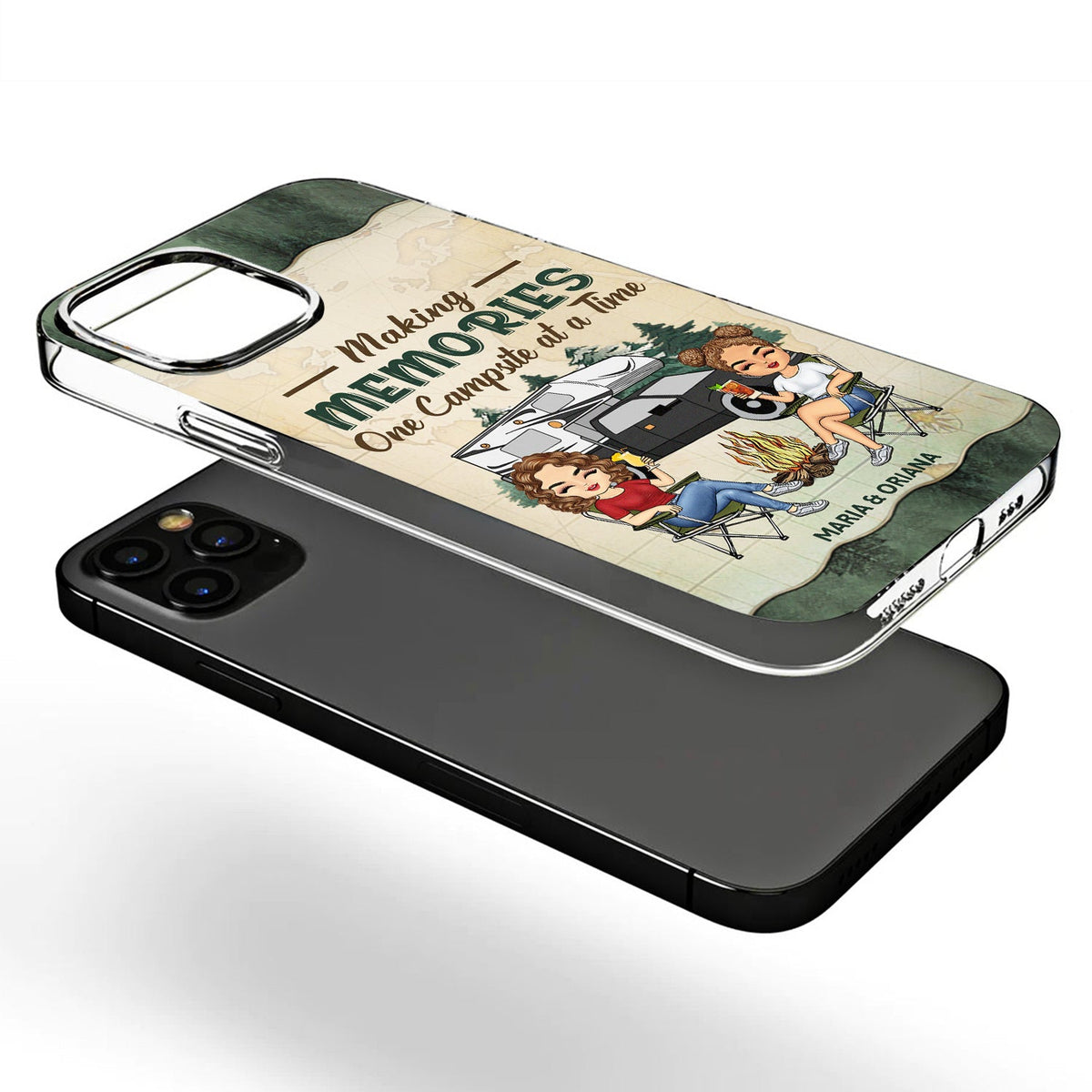 Partenaires de camping pour la vie - Cadeau pour couples, mari, femme, campeurs - Coque de téléphone transparente personnalisée