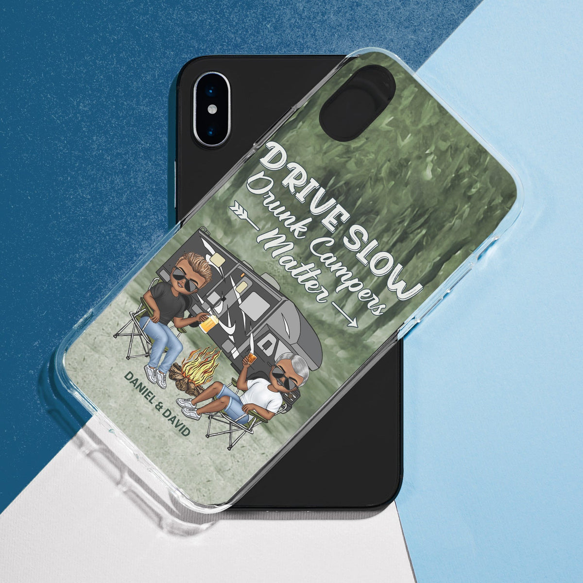 Partenaires de camping pour la vie - Cadeau pour couples, mari, femme, campeurs - Coque de téléphone transparente personnalisée