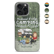 Partenaires de camping pour la vie - Cadeau pour couples, mari, femme, campeurs - Coque de téléphone transparente personnalisée