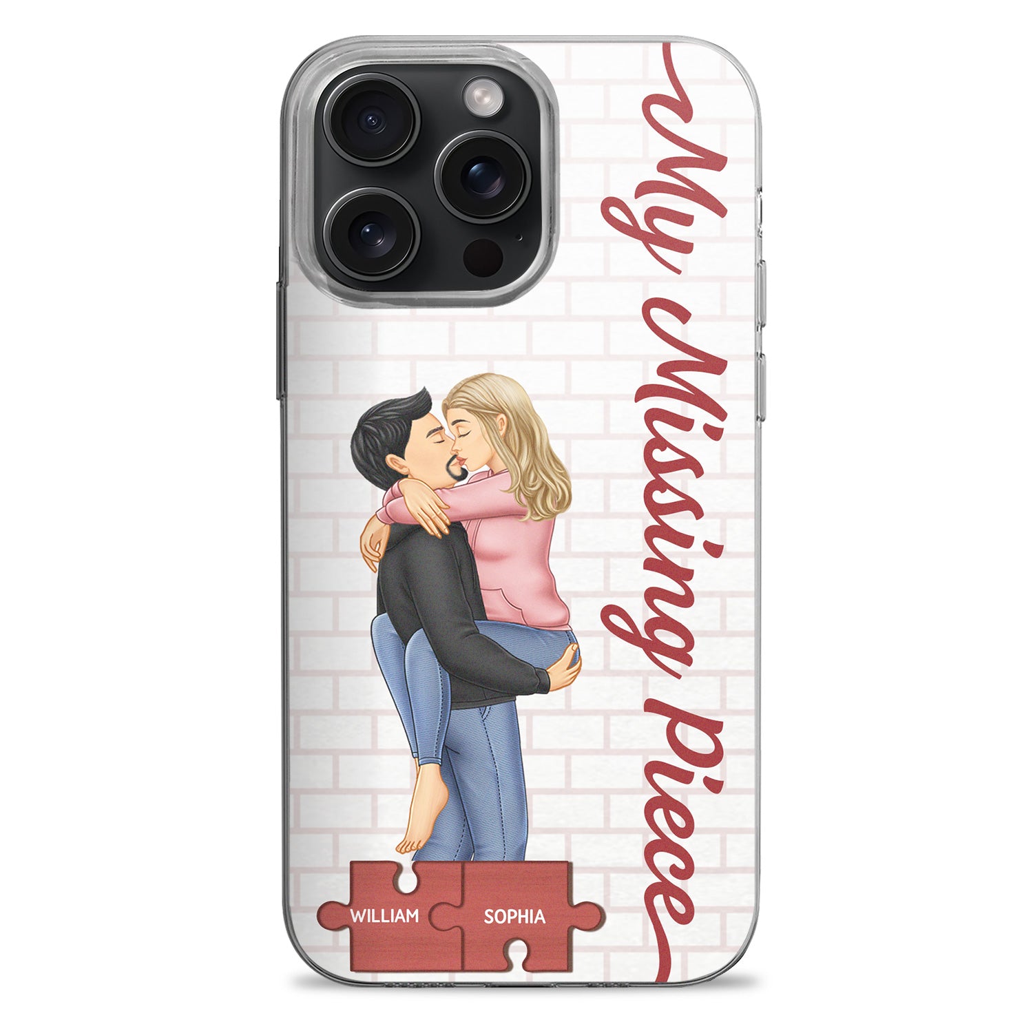 My Missing Piece Kissing Couple - Gift For Couples, Husband, Wife - Personalized Clear Phone Case