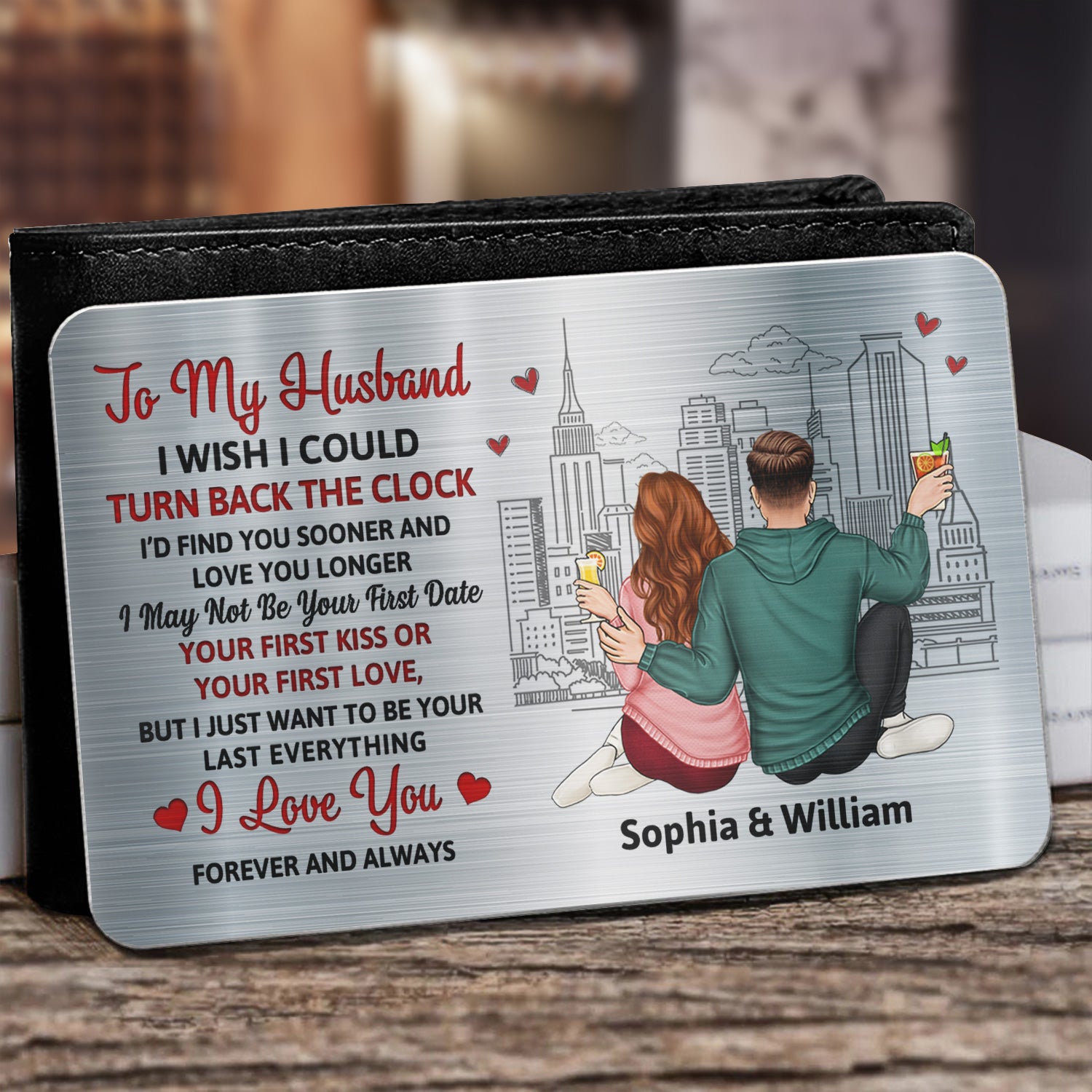 I Wish I Could Turn Back The Clock - Gift For Couples, Husband, Wife - Personalized Aluminum Wallet Card
