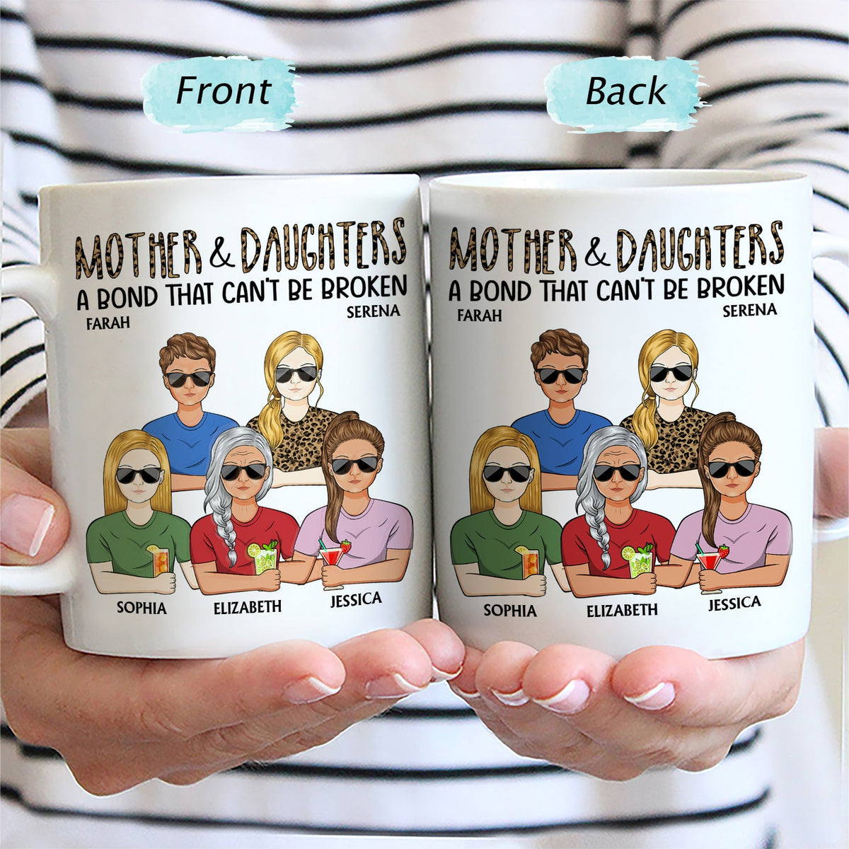 Mother & Daughter A Bond That Can't Be Broken Family - Gift For Mom, Mother, Grandma - Personalized Mug