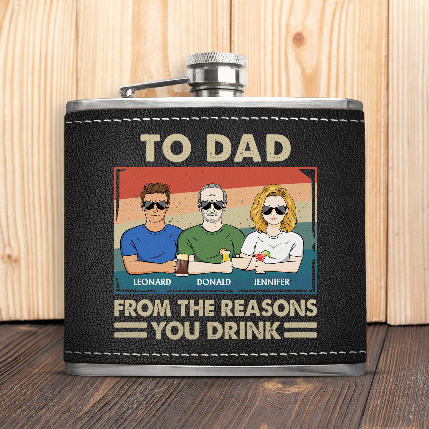 To Dad From The Reason You Drink - Gift For Father - Personalized Hip Flask