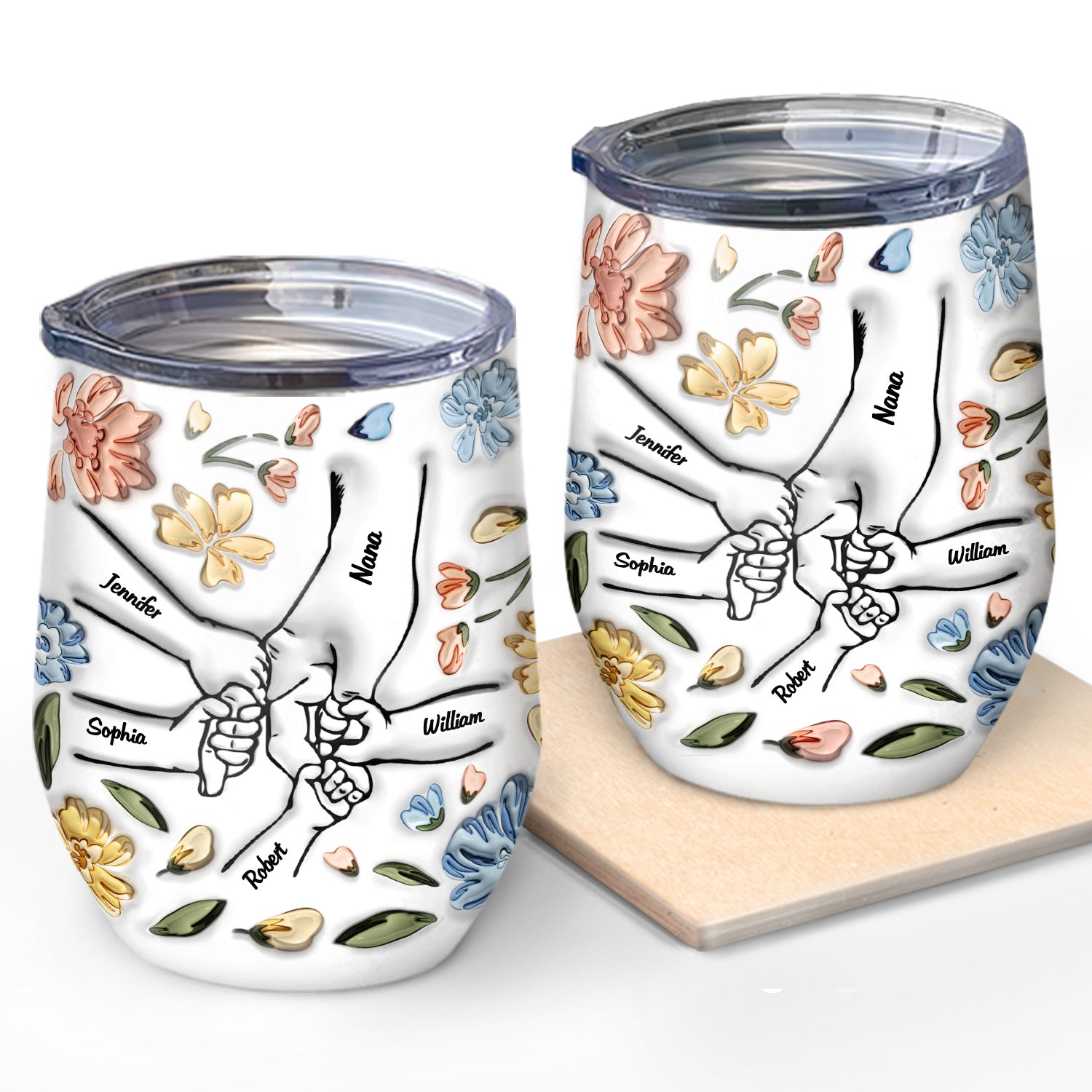 Hand In Hand, I Will Always Protect You - Gift For Mom, Grandma - 3D Inflated Effect Printed Cup - Personalized Wine Tumbler