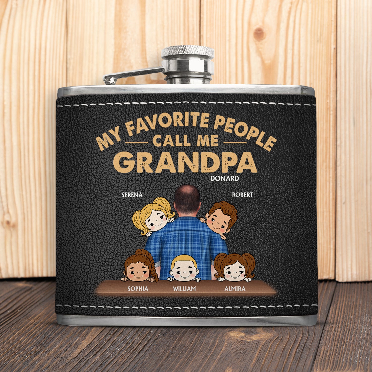 My Favorite People Call Me - Gift For Dad, Grandpa - Personalized Hip Flask