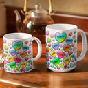 Grandma's Sweethearts Heart By Heart - Cadeau pour Nana, Maman, Mama - Mug imprimé effet gonflé 3D, Mug blanc personnalisé bord à bord