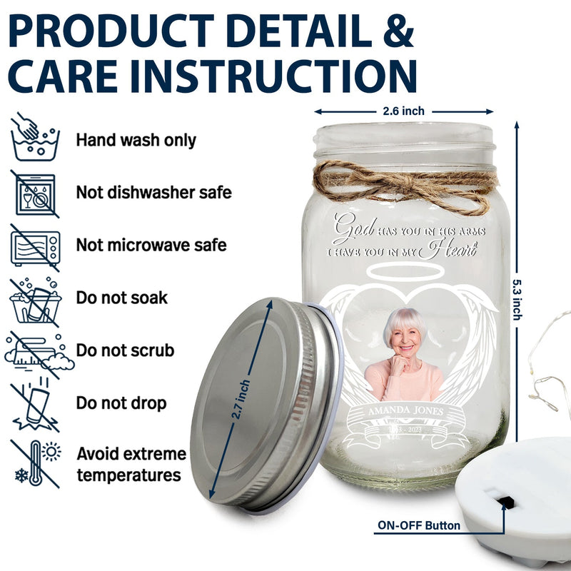 Custom Photo Always Shine In My Heart - Loving, Memorial Gift For Family, Siblings, Friends - Personalized Mason Jar Light