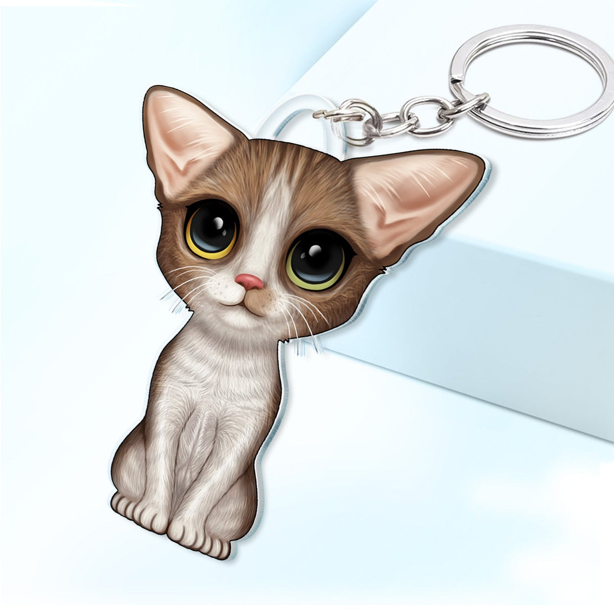 Cute Cat - Funny Gift For Cat Lovers, Cat Mom, Cat Dad - Personalized Cutout Acrylic Keychain