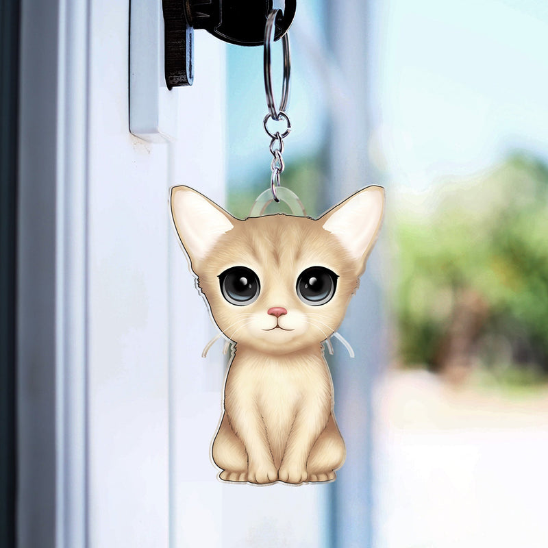 Cute Cat - Funny Gift For Cat Lovers, Cat Mom, Cat Dad - Personalized Cutout Acrylic Keychain