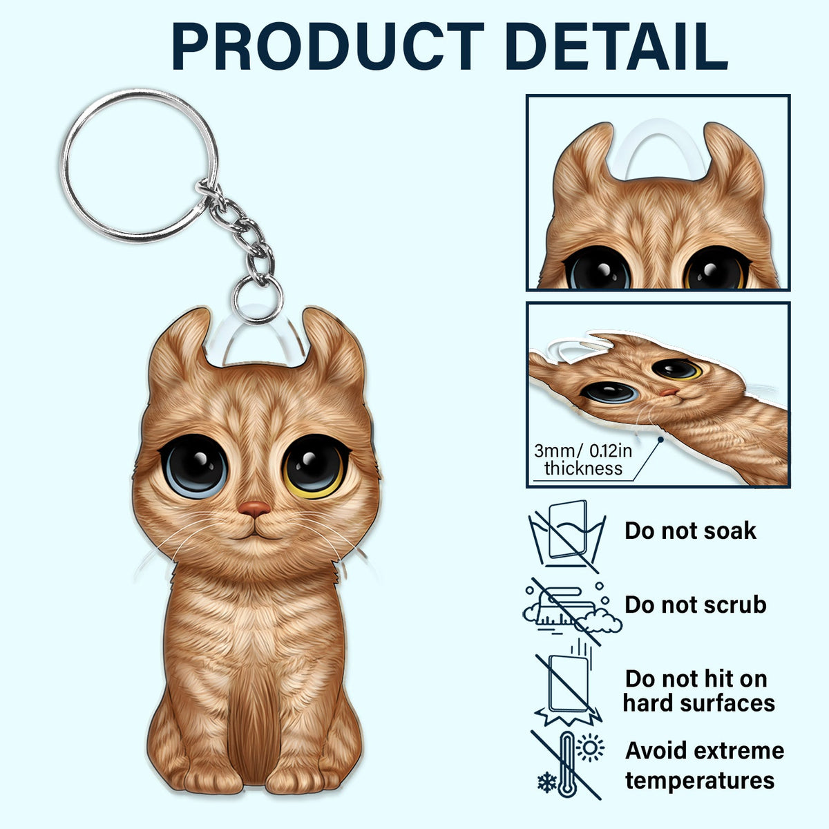 Cute Cat - Funny Gift For Cat Lovers, Cat Mom, Cat Dad - Personalized Cutout Acrylic Keychain