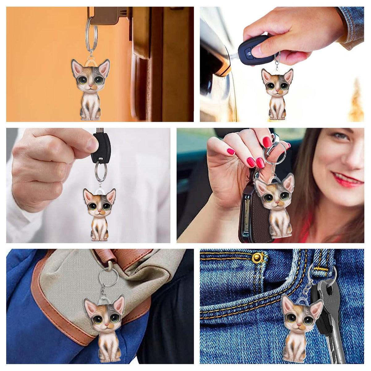 Cute Cat - Funny Gift For Cat Lovers, Cat Mom, Cat Dad - Personalized Cutout Acrylic Keychain
