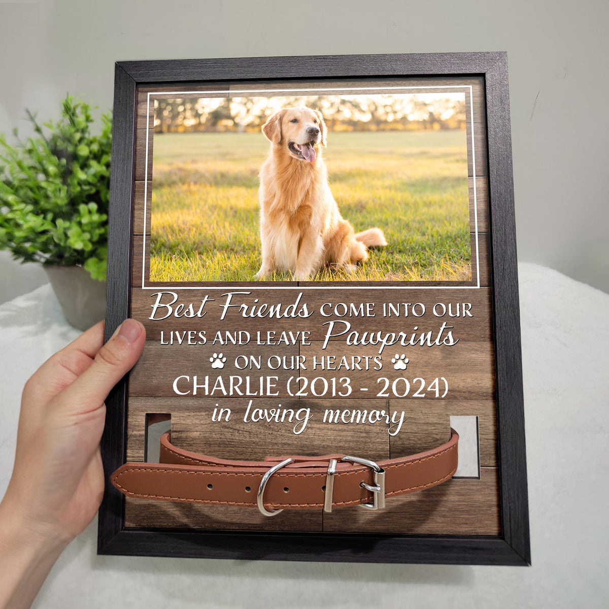 Custom Photo My Hardest Goodbye - Memorial, Sympathy Gift For Dog Owners, Cat Lovers - Personalized Rectangle Pet Loss Sign, Collar Frame