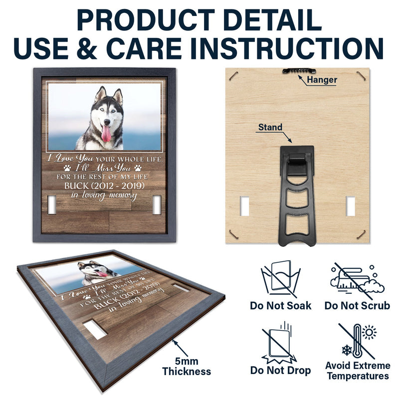 Custom Photo My Hardest Goodbye - Memorial, Sympathy Gift For Dog Owners, Cat Lovers - Personalized Rectangle Pet Loss Sign, Collar Frame