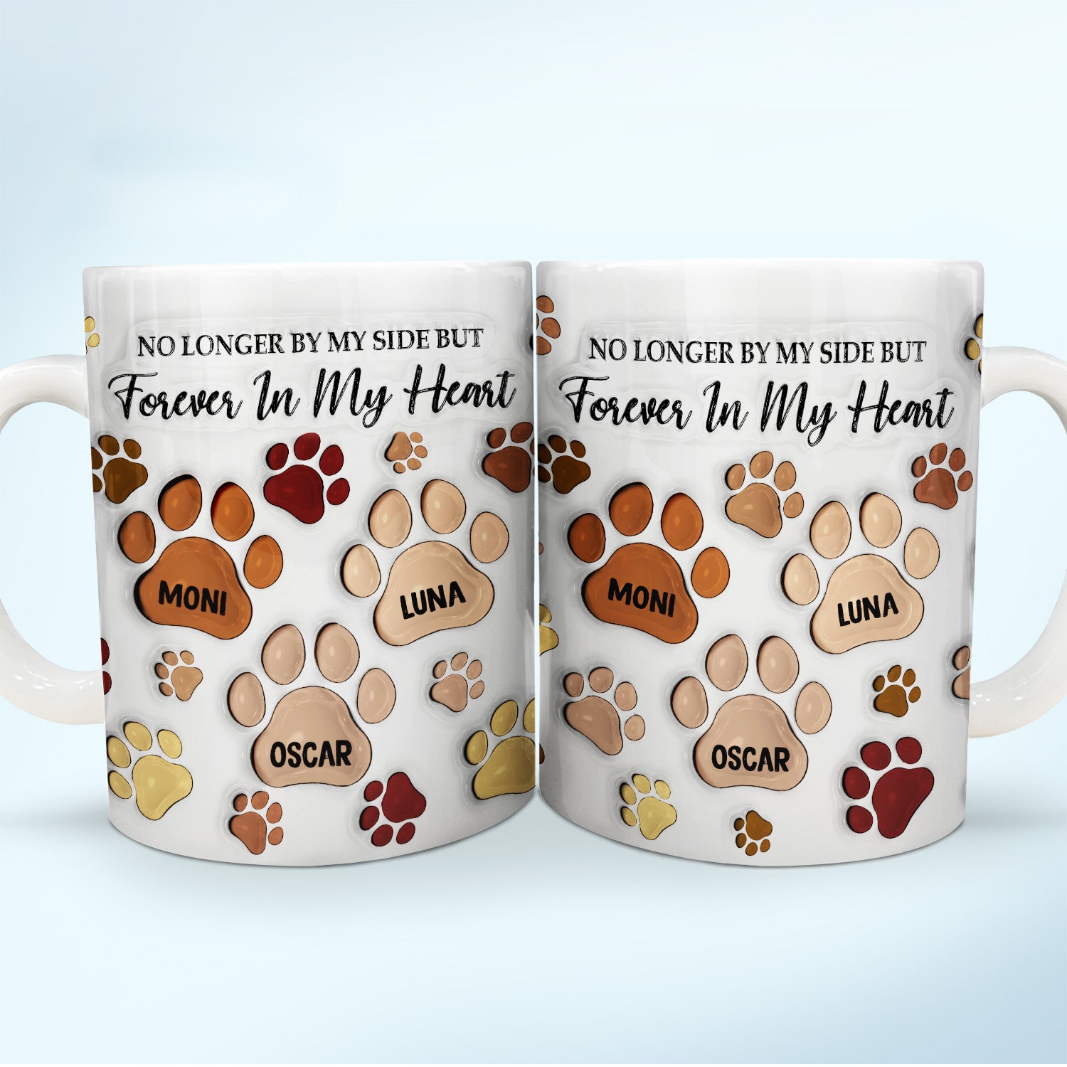 Forever In My Heart - Memorial Gift For Dog Lovers, Cat Lovers - 3D Inflated Effect Printed Mug, Personalized White Edge-to-Edge Mug
