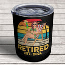 Retired A Person Who Is Happy On Monday - Funny Gift For Dad, Father, Papa, Grandpa - Personalized Lowball Tumbler
