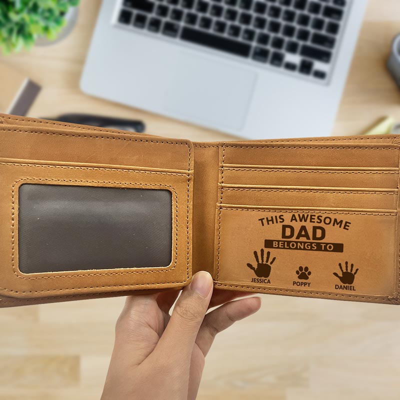 This Awesome Papa Belongs To Grandkids - Personalized Bifold Wallet