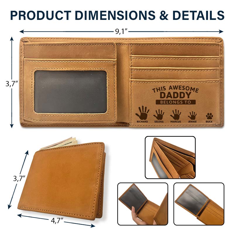 This Awesome Papa Belongs To Grandkids - Personalized Bifold Wallet
