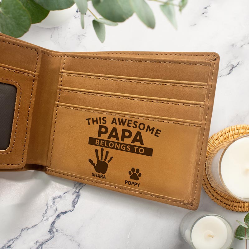 This Awesome Papa Belongs To Grandkids - Personalized Bifold Wallet