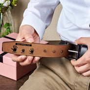 World's Best Papa Belongs To Grandkids - Personalized Engraved Leather Belt