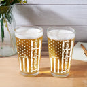 Dad Fuel Stars And Stripes Funny Daddy - Personalized Beer Glass