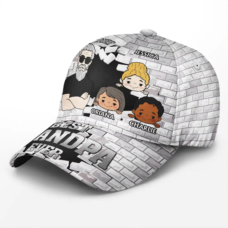 Best Dad And Papa Ever 3D Brick Wall Print - Personalized Classic Cap