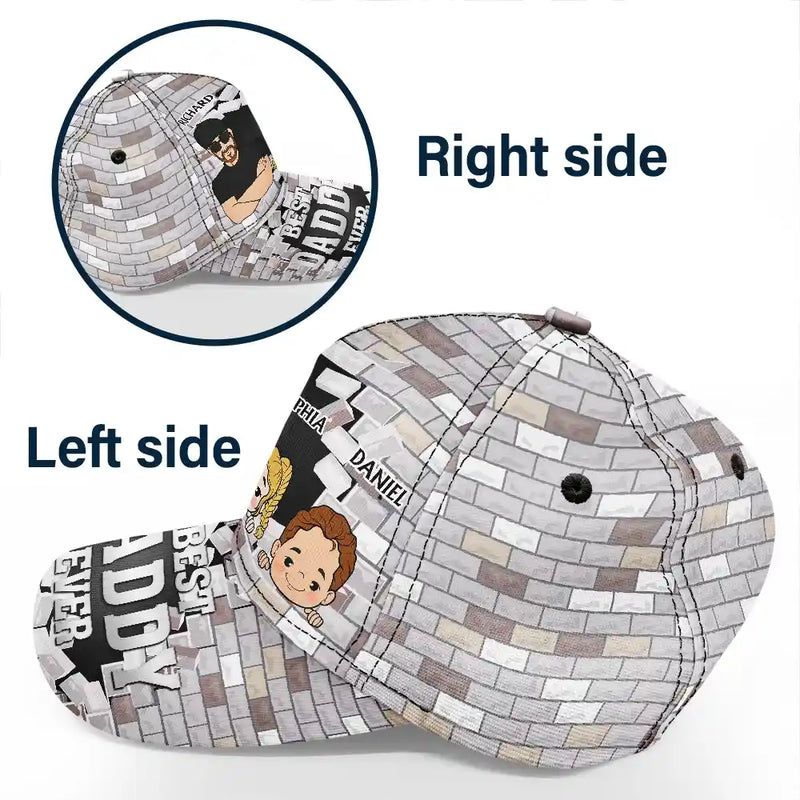 Best Dad And Papa Ever 3D Brick Wall Print - Personalized Classic Cap