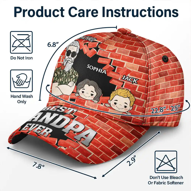 Best Dad And Papa Ever 3D Brick Wall Print - Personalized Classic Cap