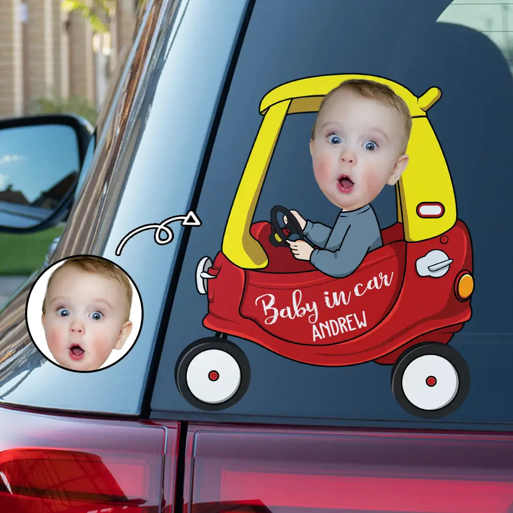 Custom Photo Baby In Car Driving - Personalized Decor Decal