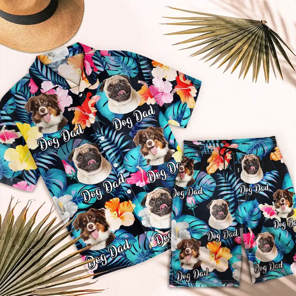 Custom Photo Hawaii Best Dad Ever - Personalized Hawaii Set Shirt And Shorts