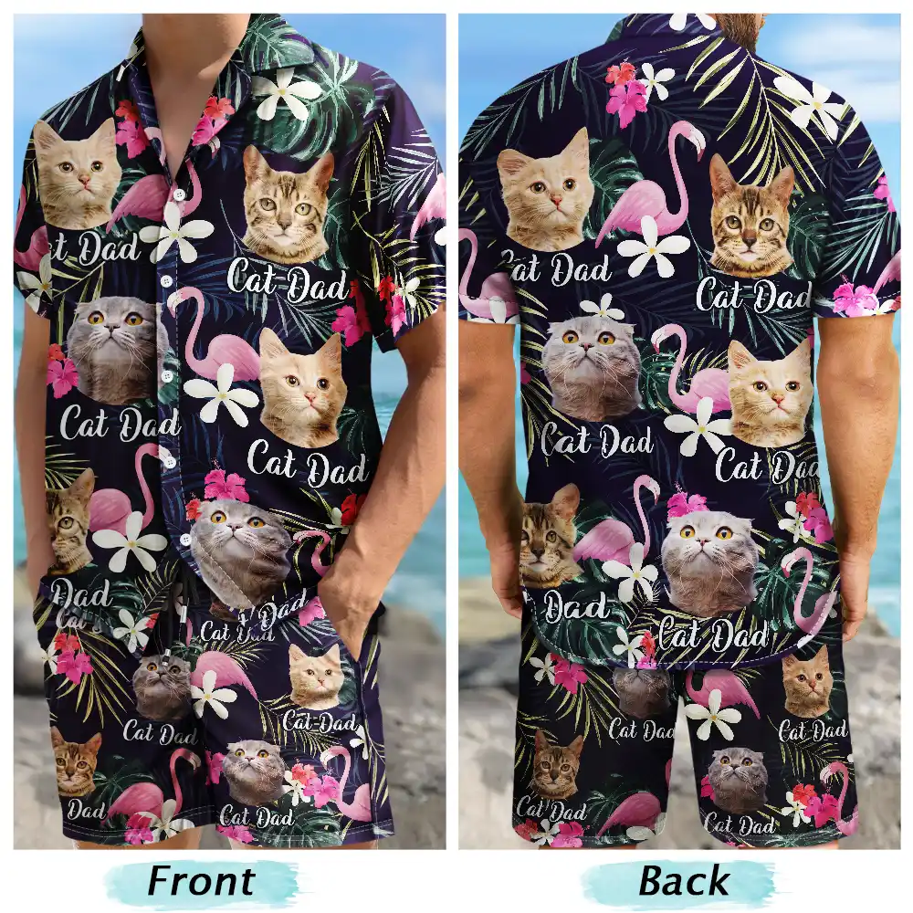 Custom Photo Hawaii Best Dad Ever - Personalized Hawaii Set Shirt And Shorts